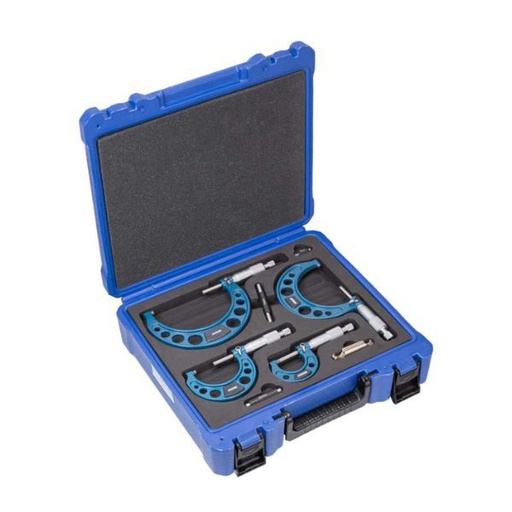 [4111-8210] 4 PIECES OUTSIDE MICROMETER SET(HALF ROUND TYPE) 0-100MM*0.01MM